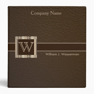 Upscale Monogram Chocolate Leather 1 1/2" Design Binder