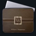 Upscale Monogram Chocolate Leather Laptop Sleeve<br><div class="desc">Laptop Sleeve. Upscale Monogram Chocolate Leather design with DIY Text. Matching products available. ⭐This Product is 100% Customizable. Graphics and text can be deleted, moved, resized, changed around, rotated, etc... ⭐99% of my designs in my store are done in layers. This makes it easy for you to resize and move...</div>