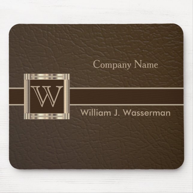 Upscale Monogram Chocolate Leather Mouse Pad (Front)