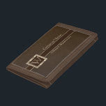 Upscale Monogram Chocolate Leather Trifold Wallet<br><div class="desc">Wallet ready for you to personalize. Featuring an eye-catching design in a beautiful Upscale Monogram Chocolate Faux Leather which includes an area for your name, company name or your just add your own text. ✔Note: Not all template areas need changed. 📌If you need further customization, please click the "Click to...</div>