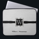 Upscale Monogram White Leather Laptop Sleeve<br><div class="desc">Upscale Monogram White Leather design with DIY Text. Matching products available. Electronic Laptop Sleeves. ⭐This Product is 100% Customizable. Graphics and /or text can be added, deleted, moved, resized, changed around, rotated, etc... 99% of my designs in my store are done in layers. This makes it easy for you to...</div>