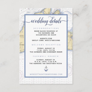 Upscale Nautical Martha's Vineyard Wedding Details Enclosure Card