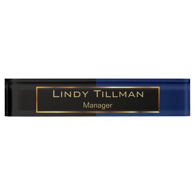 Upscale Navy Blue and Black Nameplate (Front)