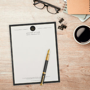 Upscale office black leather look and gold lawyer letterhead