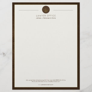 Upscale office brown leather look and gold lawyer letterhead