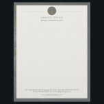 Upscale office grey leather look and gold lawyer<br><div class="desc">Luxury attorney at law office simple elegant letterhead template with a faux gold scale of justice and laurels logo and custom script on an off white background with a solid dark grey faux leather looking (PRINTED) frame. Personalize it with your information! Suitable for legal, notary, lawyer, attorney, advocate, legal advisers,...</div>