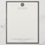 Upscale office grey leather look and gold lawyer letterhead<br><div class="desc">Luxury attorney at law office simple elegant letterhead template with a faux gold scale of justice and laurels logo and custom script on an off white background with a solid dark grey faux leather looking (PRINTED) frame. Personalize it with your information! Suitable for legal, notary, lawyer, attorney, advocate, legal advisers,...</div>