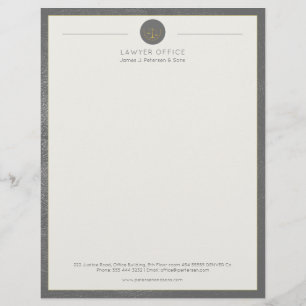 Upscale office grey leather look and gold lawyer letterhead