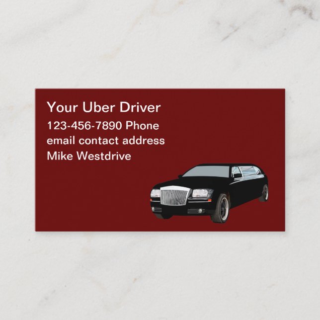Upscale Rideshare Driver Car Service Business Card (Front)