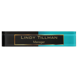 Upscale Teal and Black Nameplate