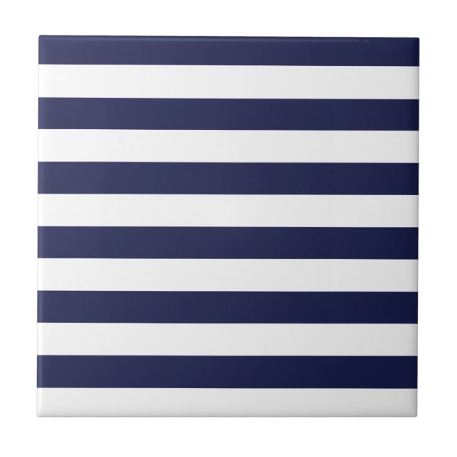 Upscale Venetian Venice Blue White Stripe Pattern Tile (Front)