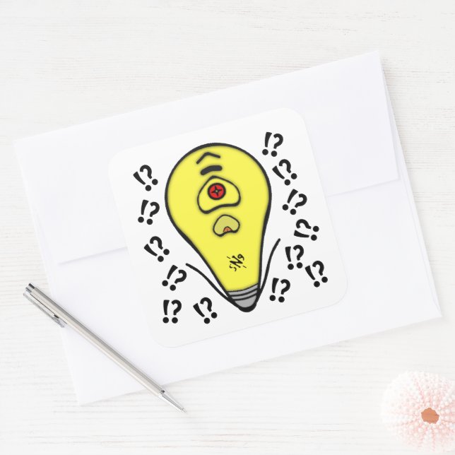 Upset yellow light bulb v1 square sticker (Envelope)