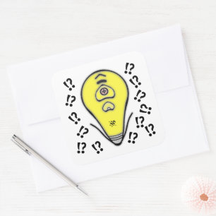 Upset yellow light bulb v2 square sticker