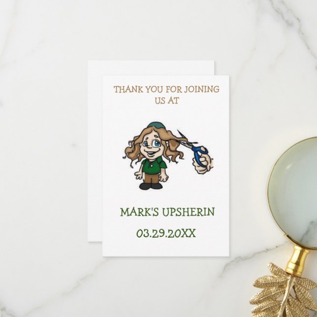 Upsherin Cartes de remerciements Cartes de voeux I (Devant/Arrière en situation)
