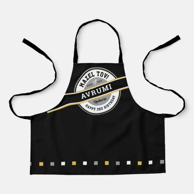 Upsherin  Personalized Stickers with Name Apron (Front)