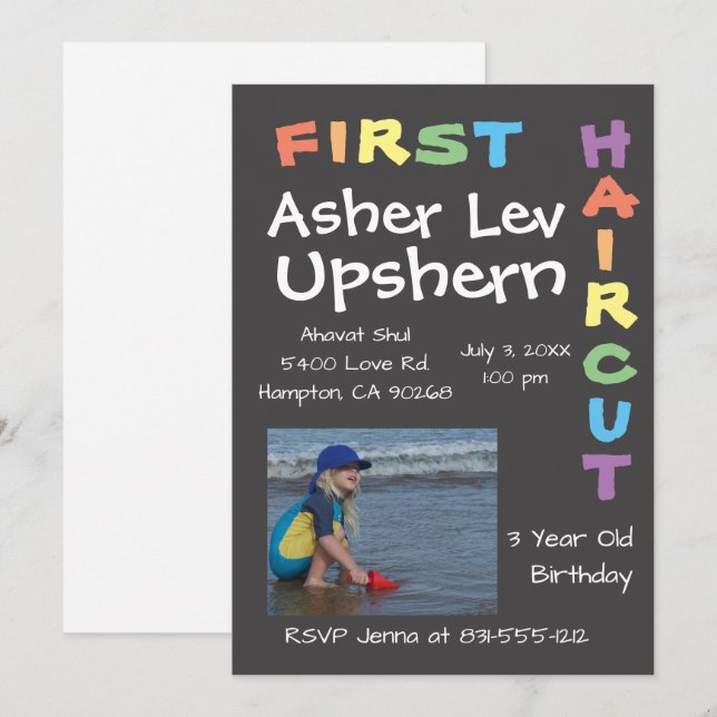 upshern upshernish upsherin invitations invitation (Front/Back)