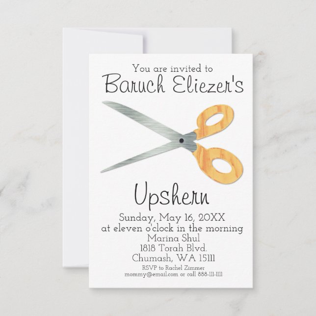 Upshernish Invitation Upshern Upsherin Invitations (Front)