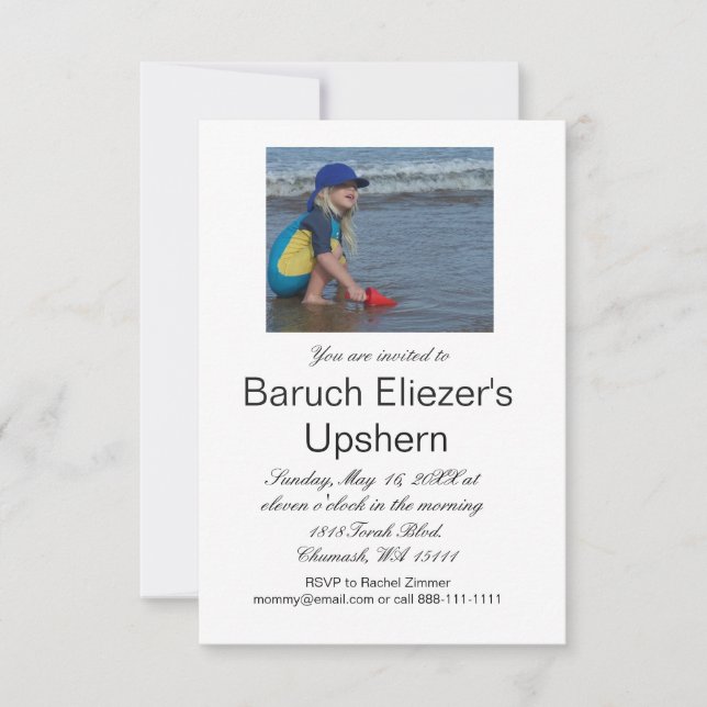 Upshernish Invitation Upshern Upsherin Invitations (Front)