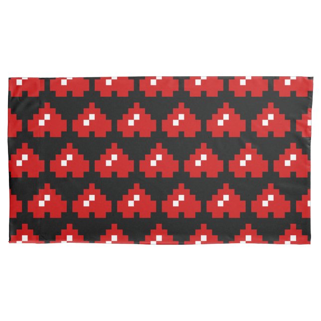 Upside Down 8 Bit Pixel Heart Pillowcase (Front-Left)