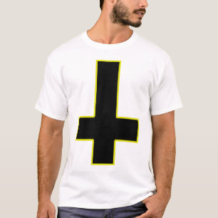Upside Down Black Cross Gold Border T-Shirt