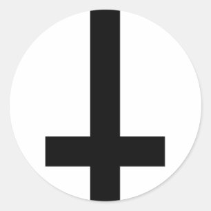 Upside Down Cross Classic Round Sticker