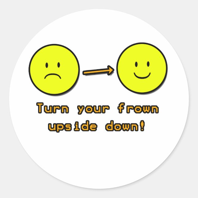 Upside Down Frown Classic Round Sticker (Front)