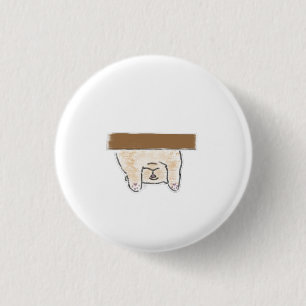 Upside Down Hanging Beige Cat Personalized Gift 1 Inch Round Button