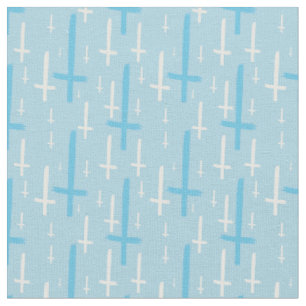 upside down inverted cross pastel blue fabric