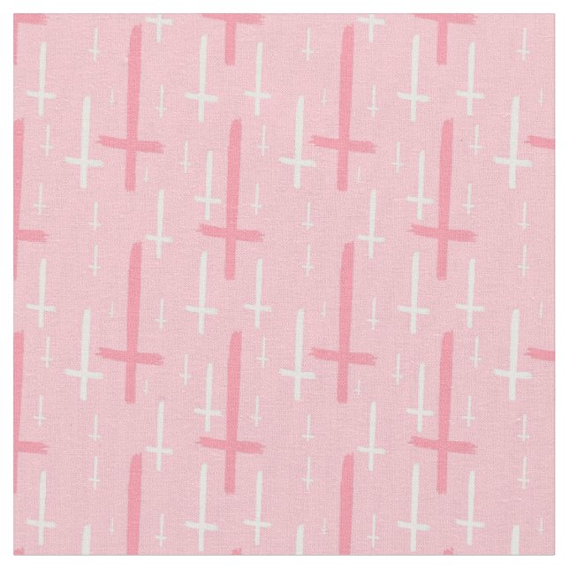 upside down inverted cross pastel pink fabric (Close Up)