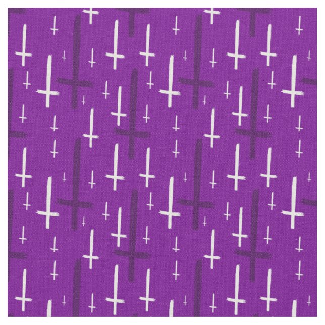 upside down inverted cross purple fabric (Close Up)