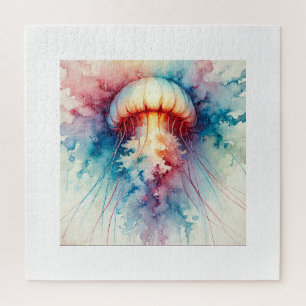 Upside Down Jellyfish 050824AREF123 - Watercolor Jigsaw Puzzle