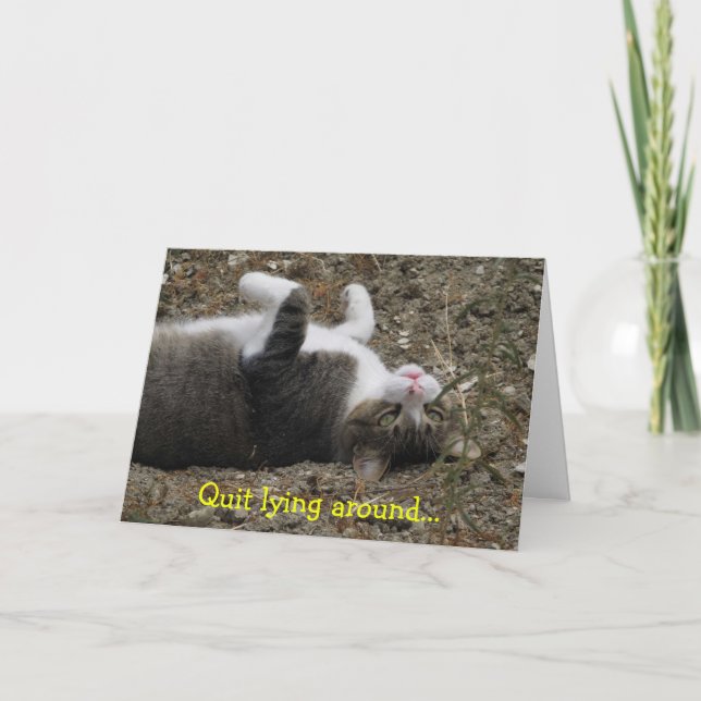 Upside Down Kitty Feel Better Card (Front)