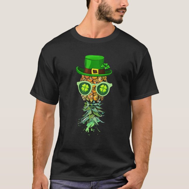 Upside Down Pineapple Mask St Patrick's Day Funny T-Shirt (Front)