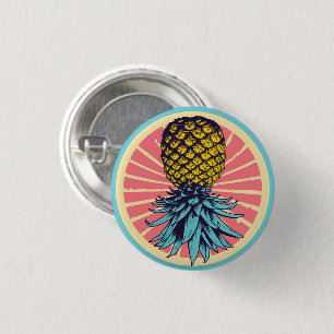 Upside down pineapple retro swinger button