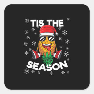 Upside Down Pineapple Santa Tis Season Christmas S Square Sticker