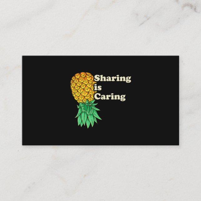 Upside Down Pineapple Sharing Caring Funny Swinger Business Card (Front)