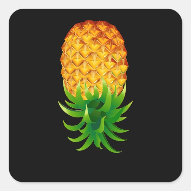 Upside Down Pineapple Square Sticker (Front)