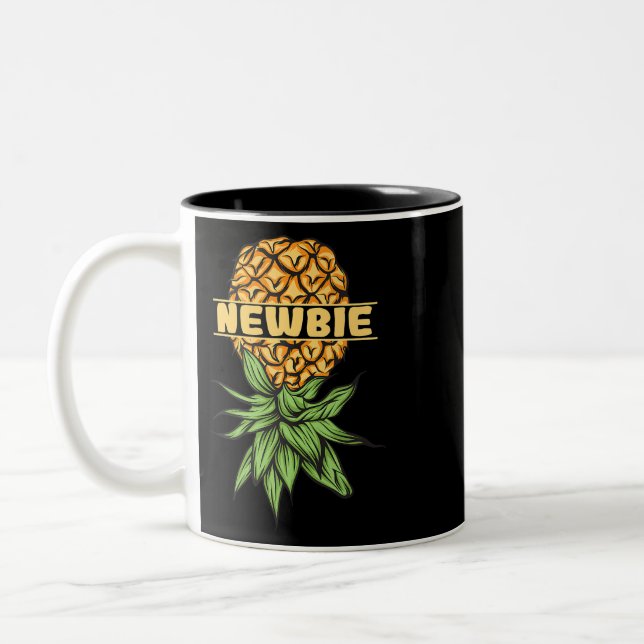 Upside Down Pineapple Swingers Party Retro Bisexua Two-Tone Coffee Mug (Left)