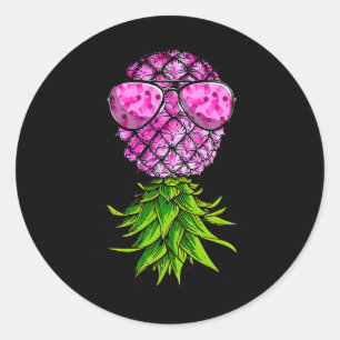 Upside Down Pink Ribbon Breast Cancer Awareness  Classic Round Sticker