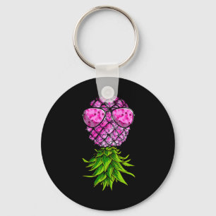 Upside Down Pink Ribbon Breast Cancer Awareness Keychain