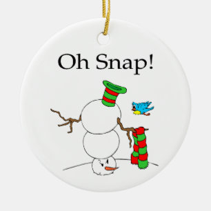 Upside Down Snowman Ceramic Ornament