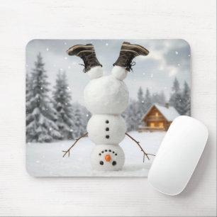 Upside Down Snowman Mouse Pad