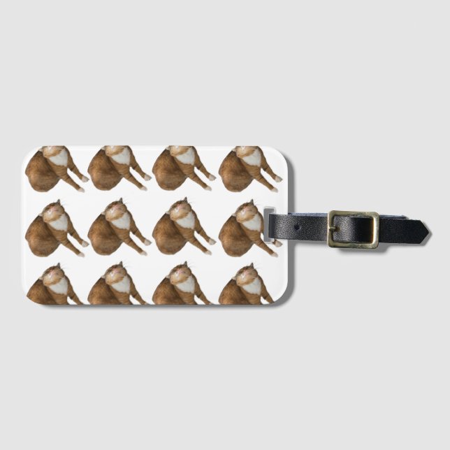 Upside-Down Sunshine Cat Luggage Tag (Front Horizontal)