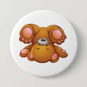 Upside Down Teddy Bear 3 Inch Round Button