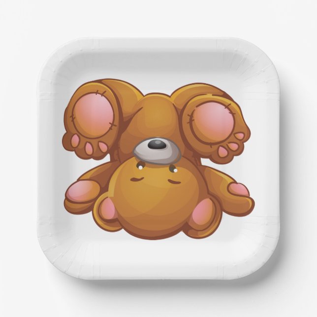 Upside Down Teddy Bear Paper Plate (Front)