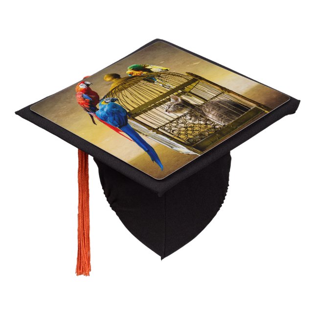 Upside-Down World of the Gilded Cage Graduation Cap Topper (Angled)