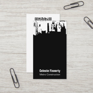 Upside Downtown Midnight Sky w/ QR Code Business Card