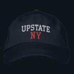 UPSTATE NY White and Red on Navy Blue Embroidered Hat<br><div class="desc">UPSTATE NY White and Red embroidered on Navy Blue cotton hat. Embroidery is customizable to other colour choices by selecting the "Edit Design" tool button. Also available is the option to select choice of hat colour on the main item page.</div>
