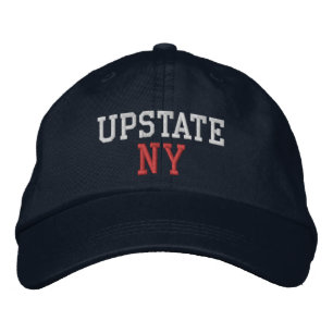 UPSTATE NY White and Red on Navy Blue Embroidered Hat