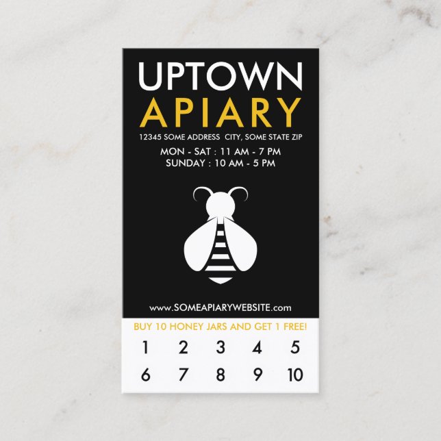uptown APIARY loyalty Card (Front)